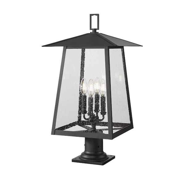 Z-Lite Rainer 4 Light Outdoor Pier Mounted Fixture, 13.5in. W x 26.25in. H, Black 5015PHBR-533PM-BK - main
